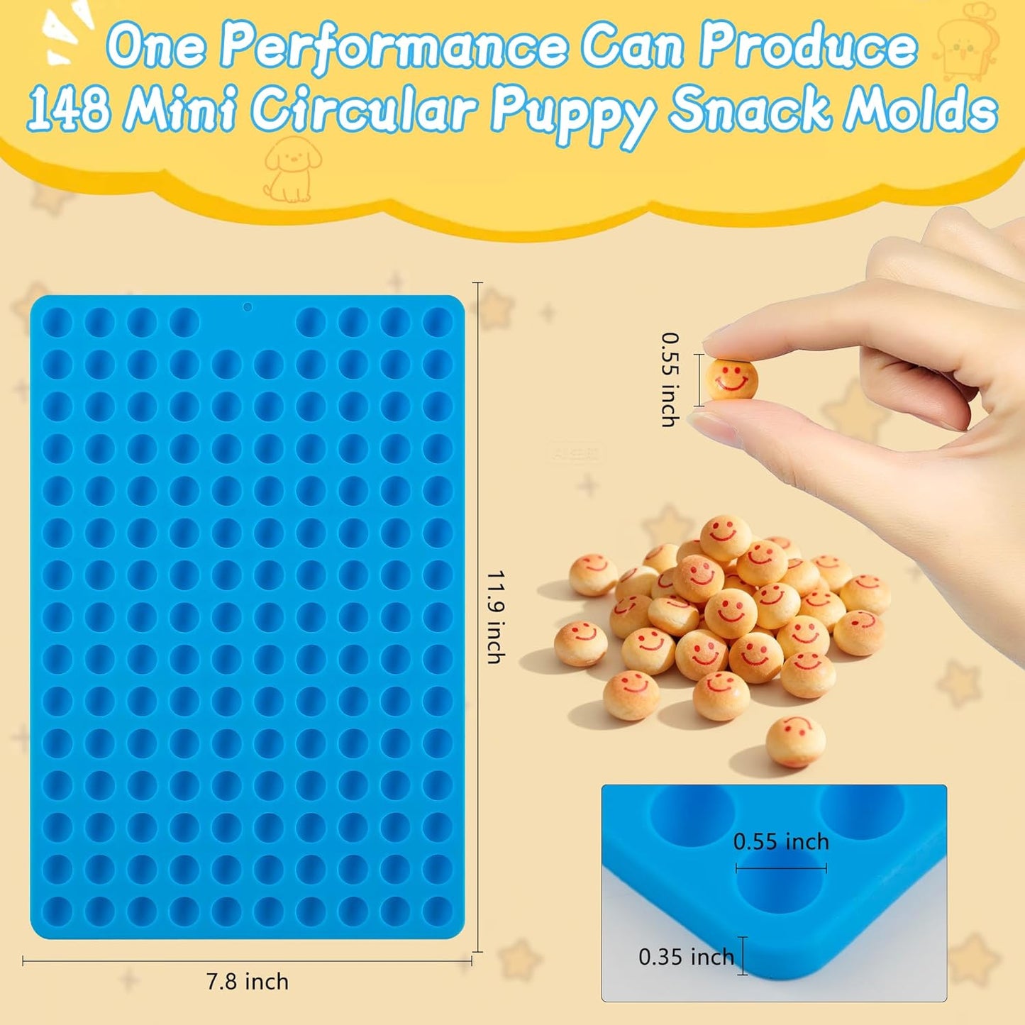 Moldes silicona redondos para golosinas perro 296 cavidades