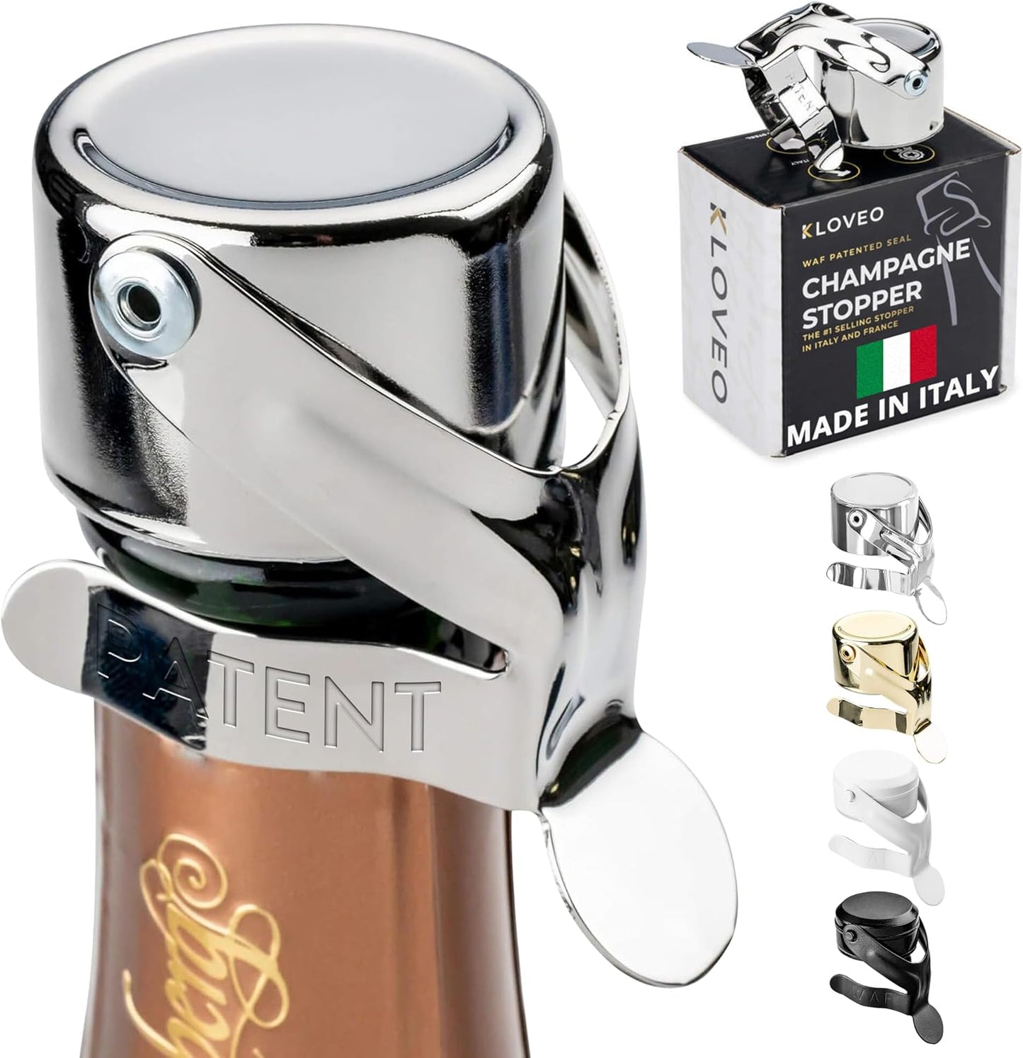 Tapón champán sello patentado fabricado Italia calidad profesional