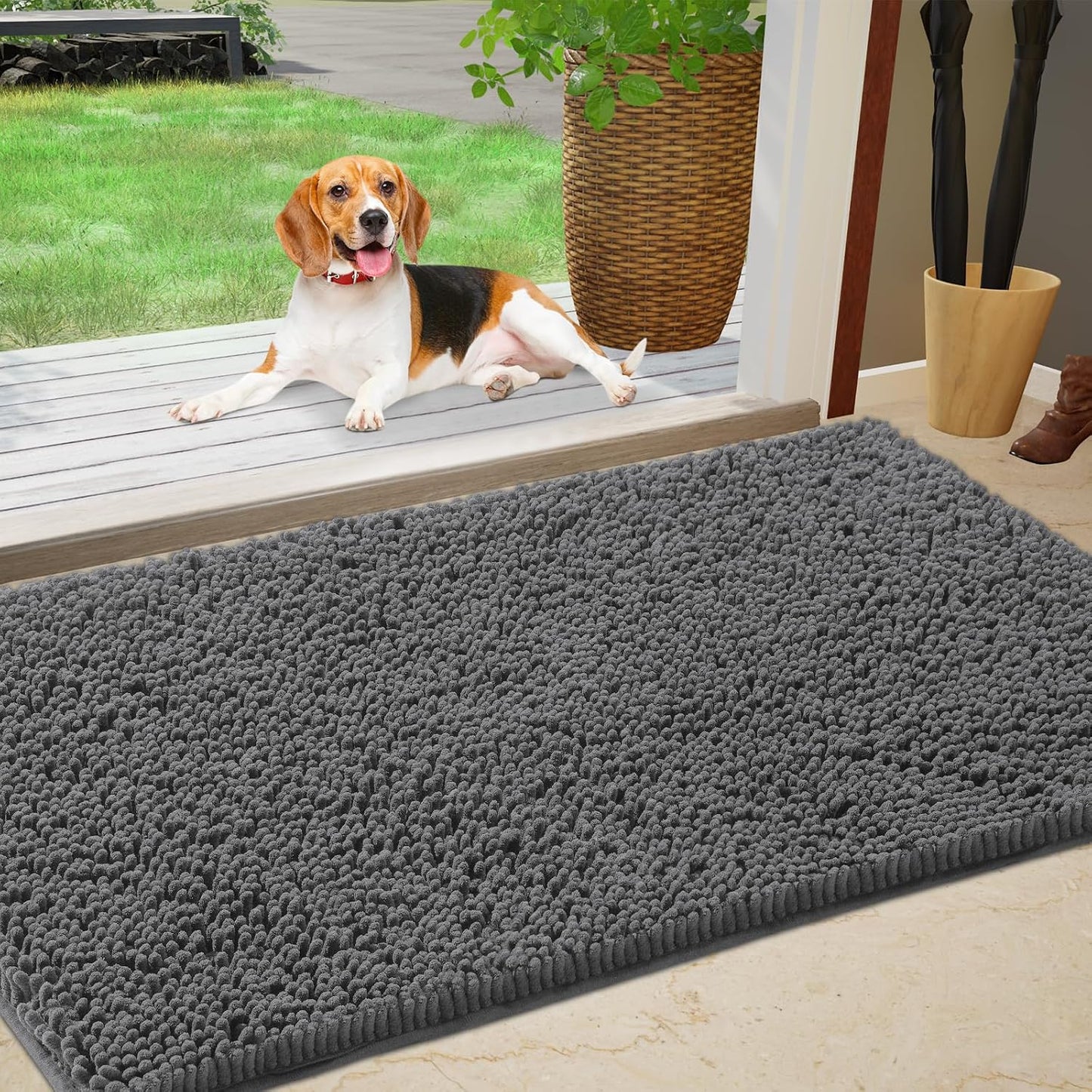 Tapete antiderrap felpilla 60x36" para puerta perro