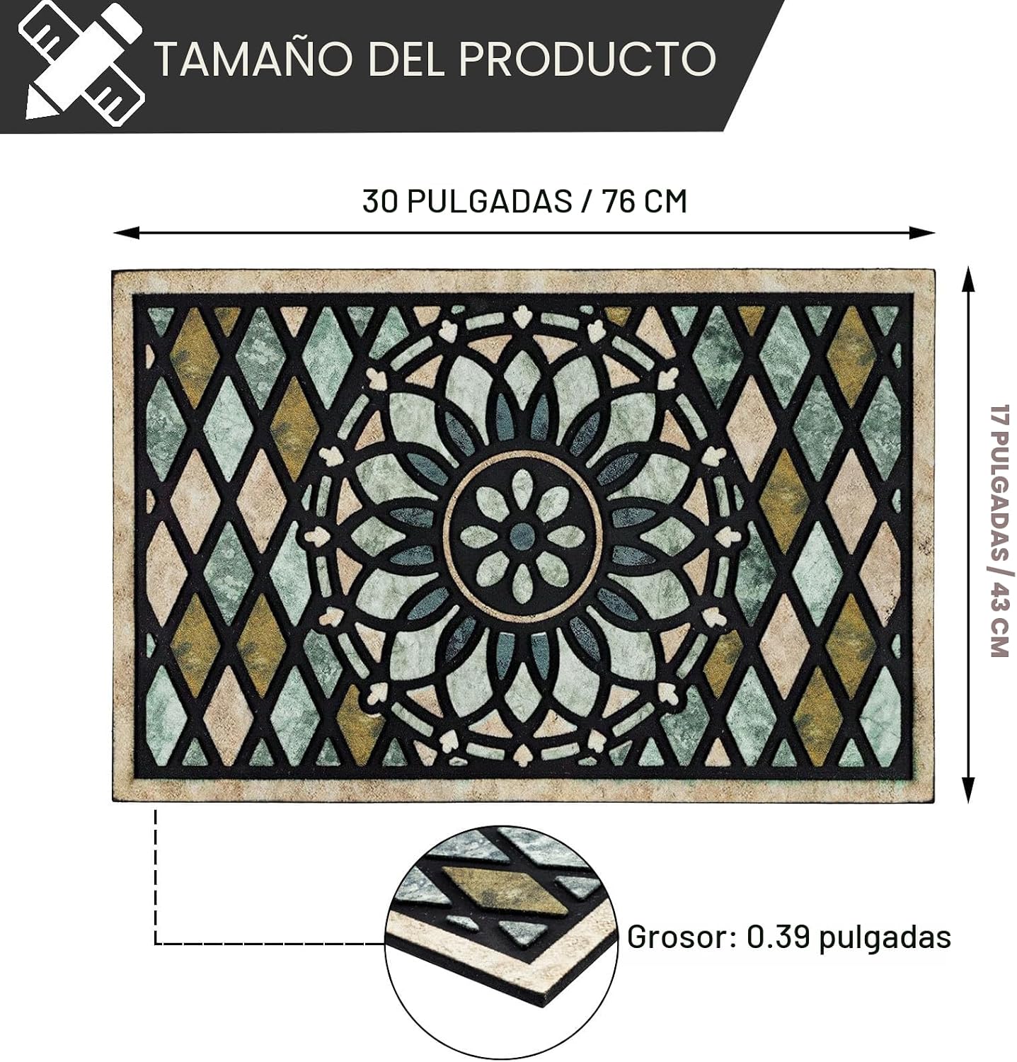 Tapete Bienvenida 17x30" para Entrada Exterior