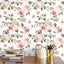 Papel tapiz floral rosa autoadhesivo dormitorio niña