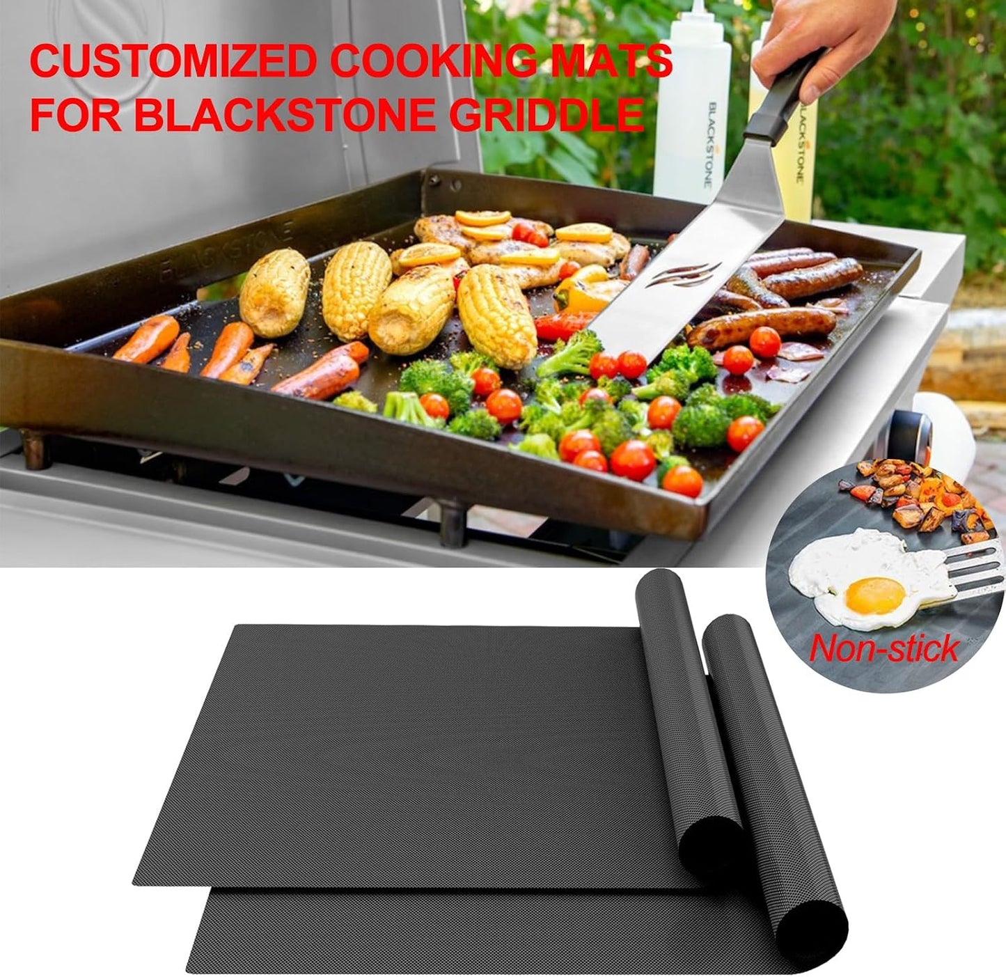2 Alfombrillas antiadherentes Blackstone 22" reutilizables