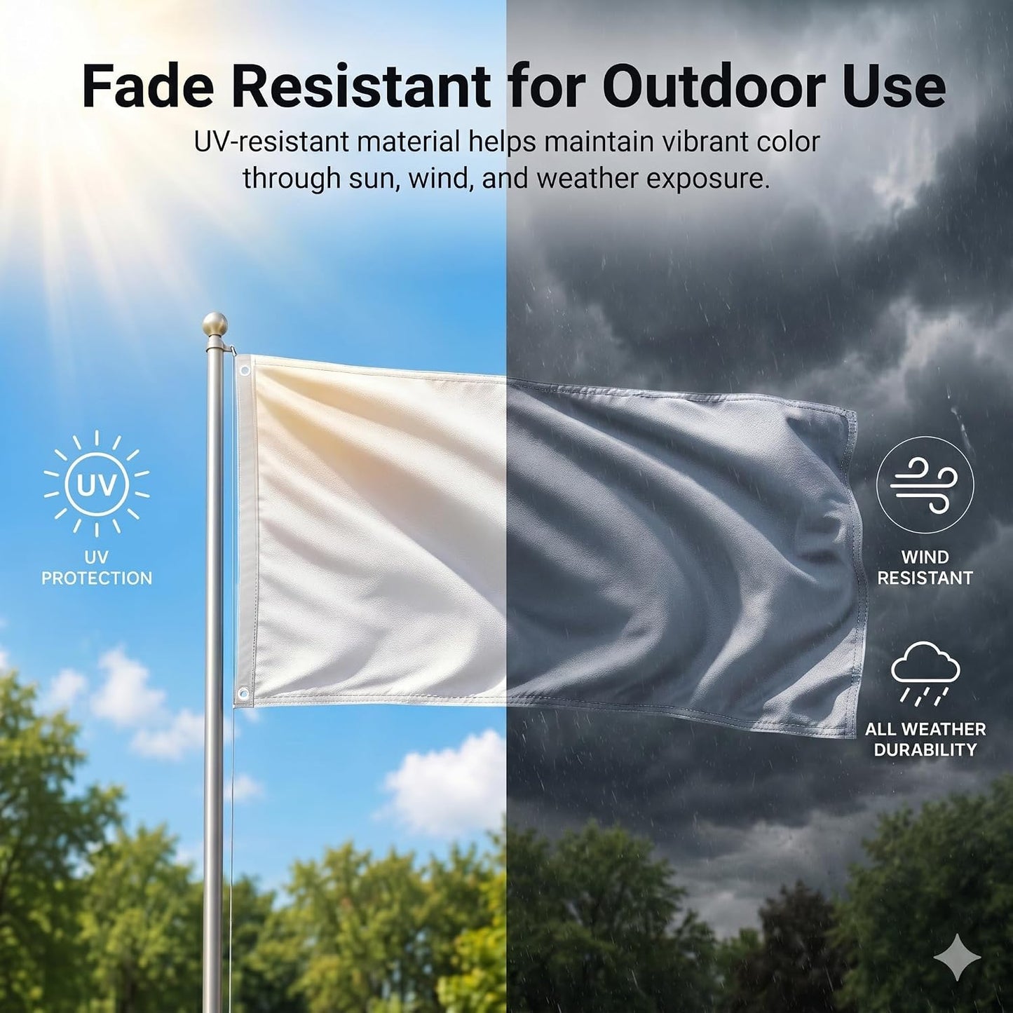 Bandera blanca 2x3pies poliéster resistente UV