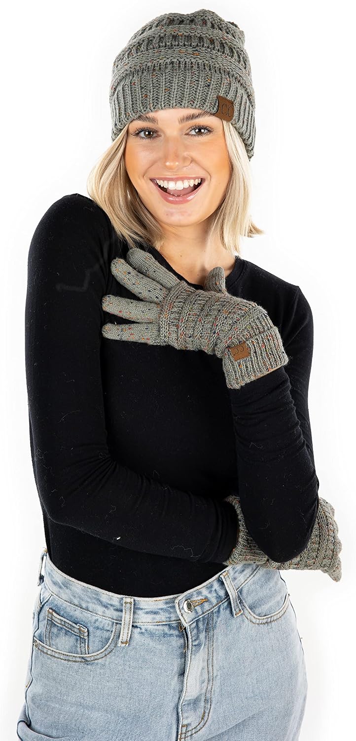 Gorro holgado con guante táctil forrado