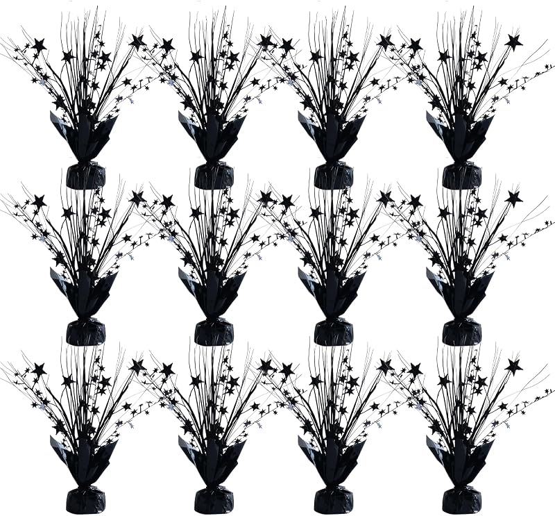 12 Centros Mesa Estrella Negro Metálico Halloween Decoración