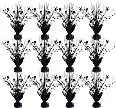12 Centros Mesa Estrella Negro Metálico Halloween Decoración