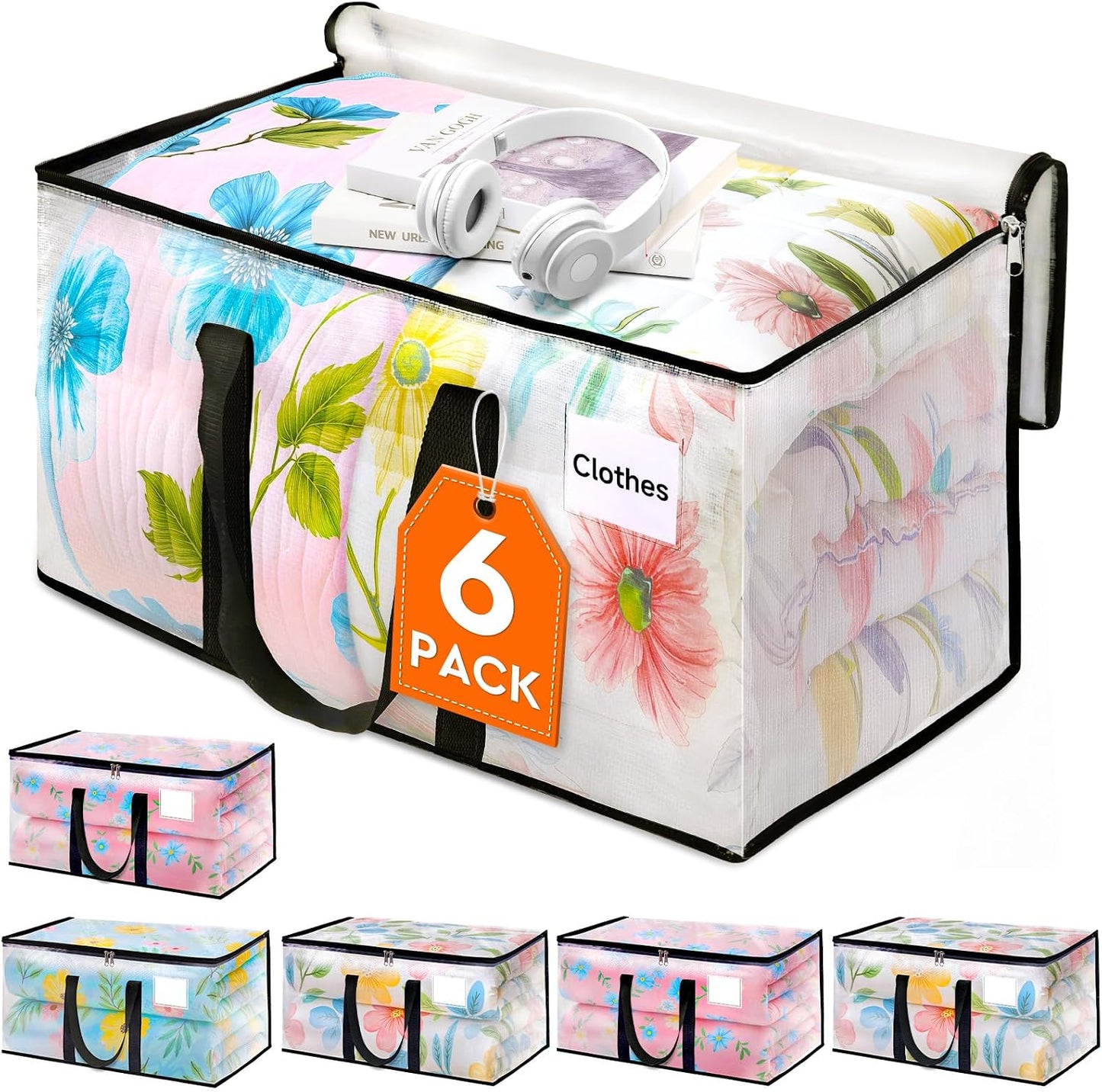 Bolsas transparentes con cremallera 6 pzas para mudanzas