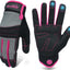 Guantes trabajo mujer seguridad tactiles transpirables rosa