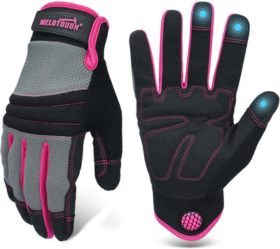 Guantes trabajo mujer seguridad tactiles transpirables rosa
