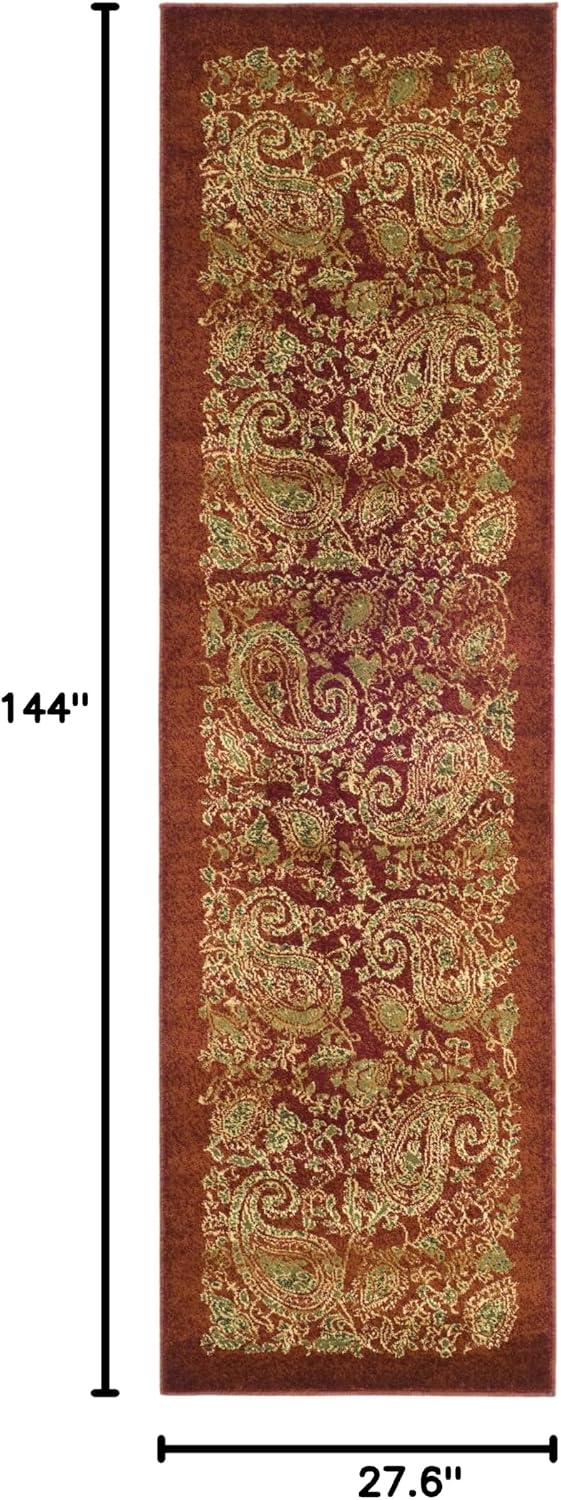 Alfombra pasillo 2ft3pulg x 12ft rojo y multicolor