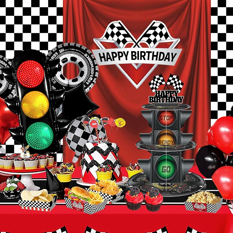 Soporte cupcakes 3 niveles tema luz señal coche fiesta