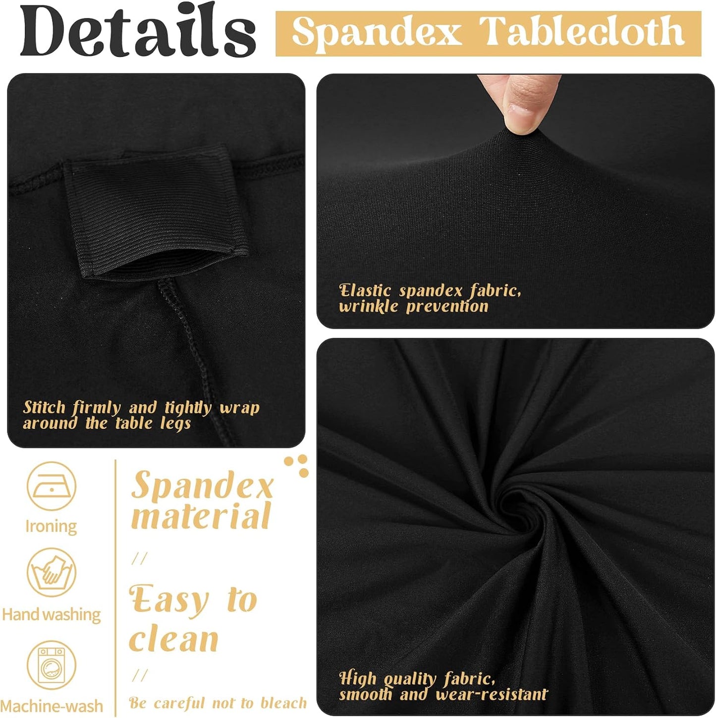 Set 3 manteles 6ft negro para mesas plegables