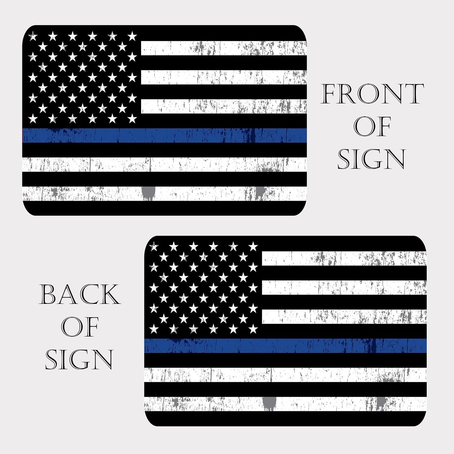 Letrero doble cara policía azul bandera EE.UU. 17x13"