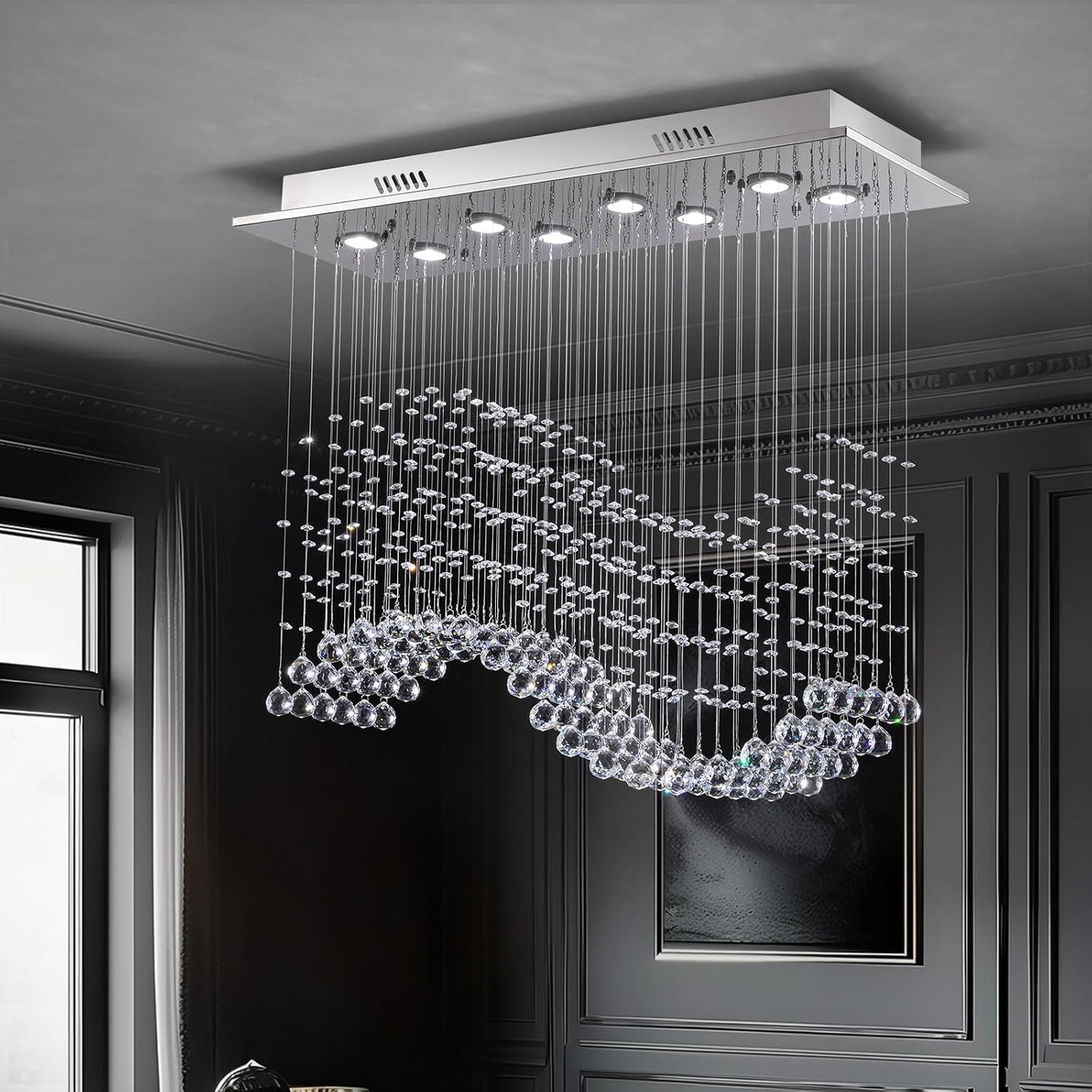 Candelabro rectangular de cristal colgante