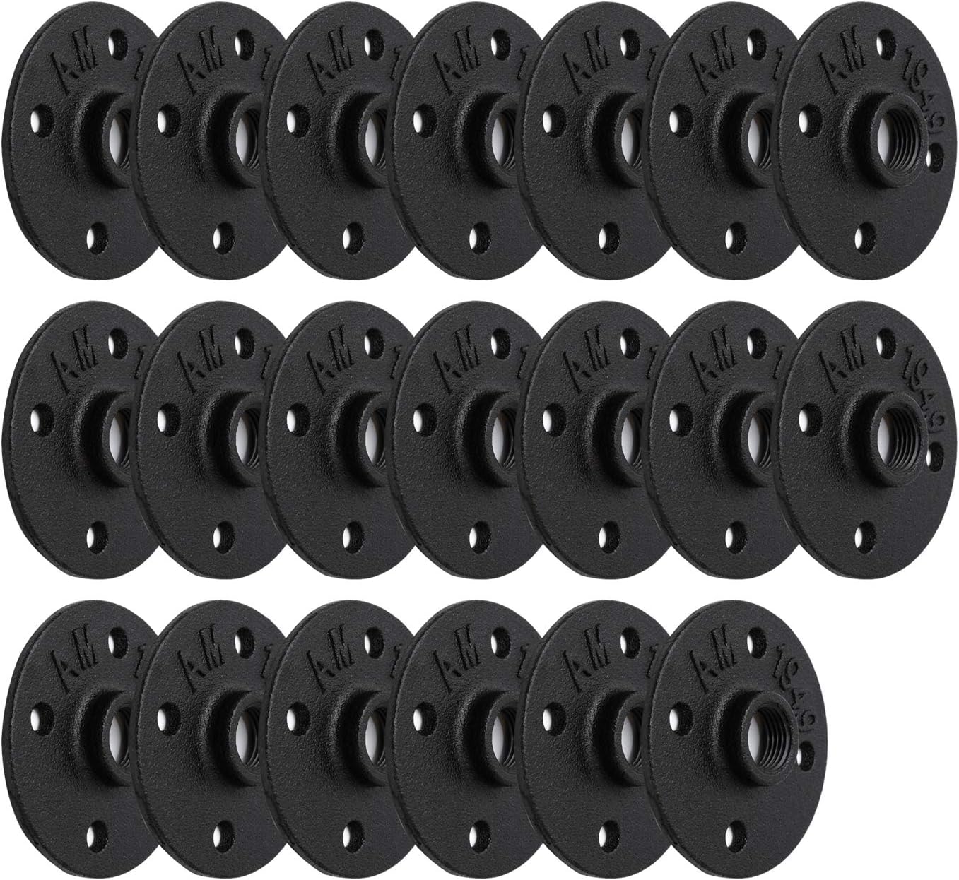 Brida piso negro 3/4pulg 20 pernos tubo hierro