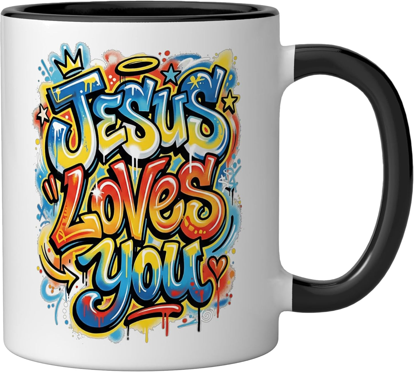 Taza Cerámica Diseño Cristiano Graffiti Negro/Blanco