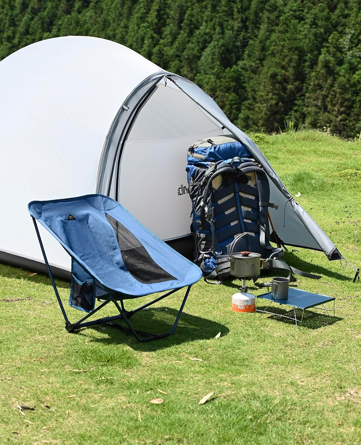 Mesa plegable ultraligera para mochileros camping playa azul