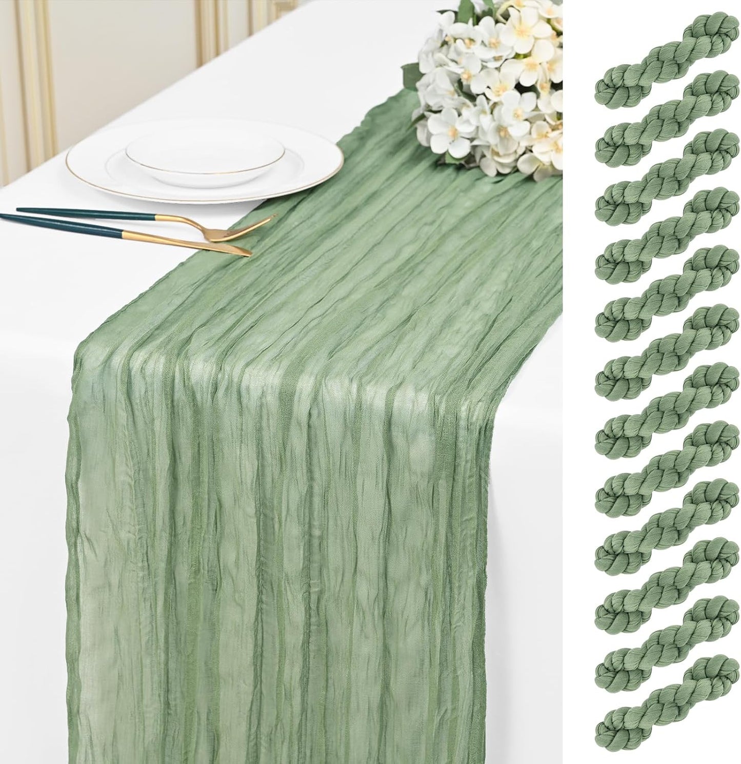Camino mesa gasa rústica 10ft transparente para bodas y fiestas