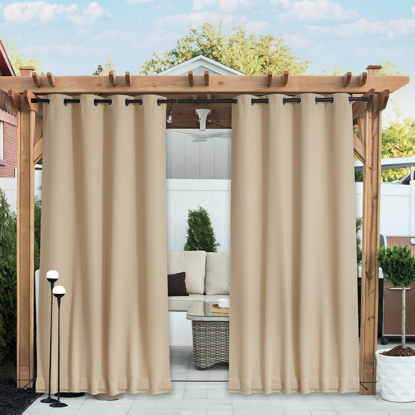 2 Cortinas opacas impermeables 84x108" beige