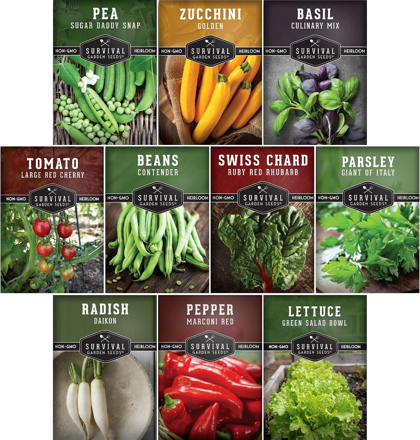 Colección semillas verduras hierbas 10 paquetes