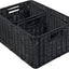 Cestas mimbre plástico tejido asas dobles set 3 negro