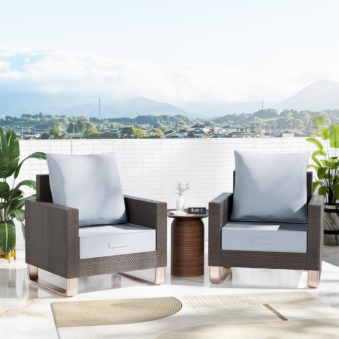 Set 2 cojines asiento olefina resistente agua 23x26pulg