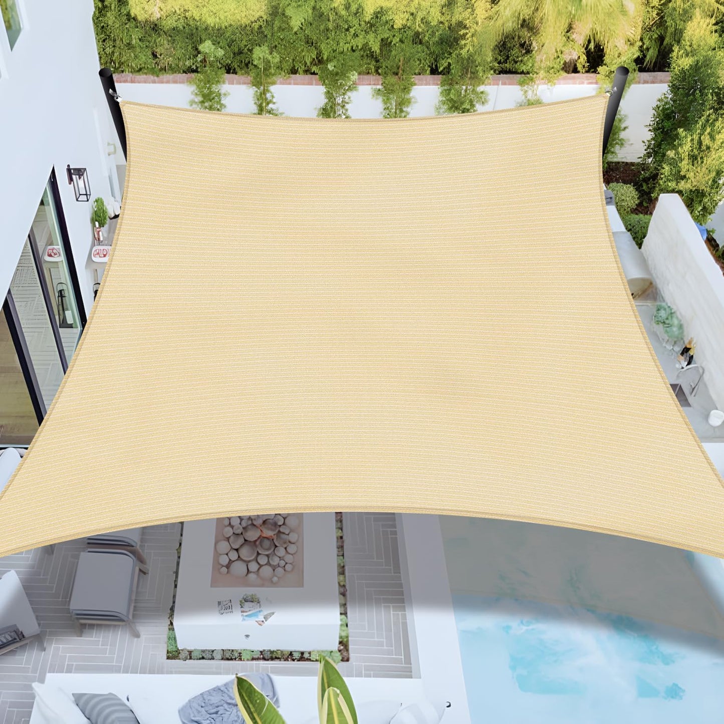 Toldo parasol rectangular 10x12ft tela permeable para jardín