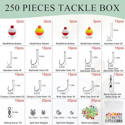 Kit anzuelos pesca 250 pzas ganchos circulares cebo pesos panfish