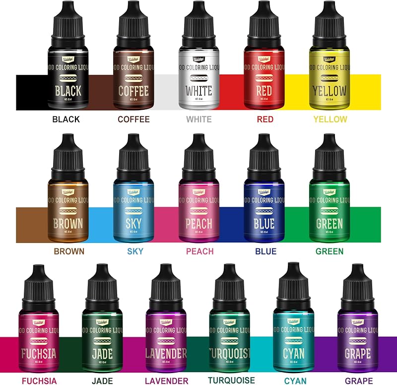 Juego 16 colorantes alimentarios líquidos sin sabor 0.35oz
