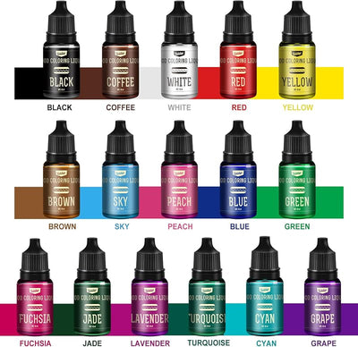 Juego 16 colorantes alimentarios líquidos sin sabor 0.35oz