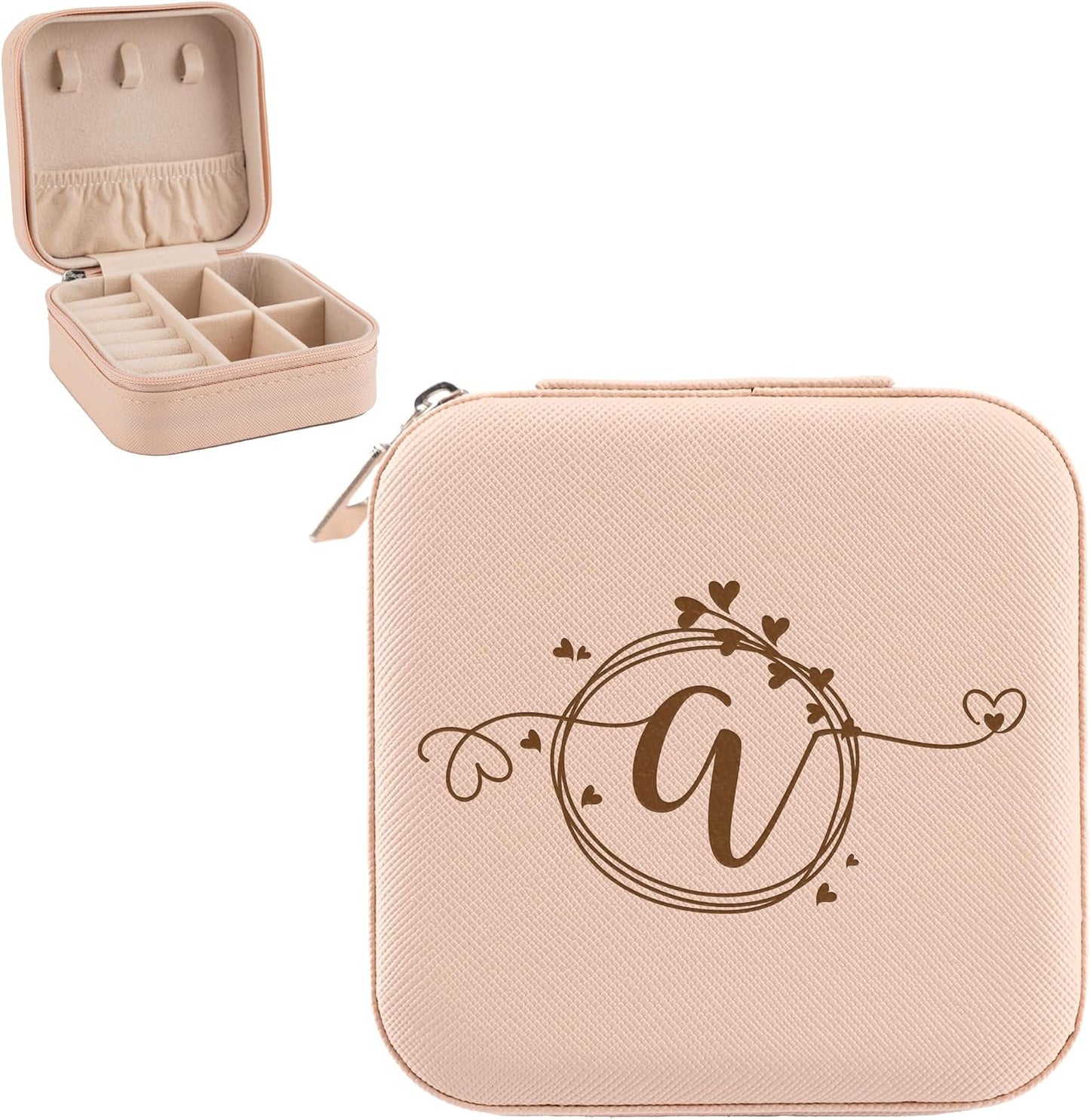 Joyero viaje inicial rosa organiz. joyas regalo