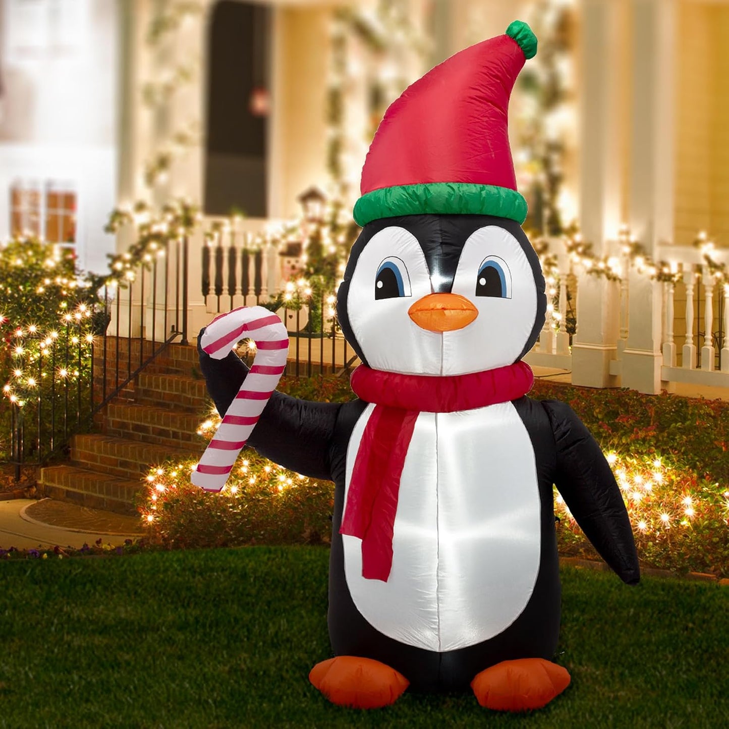 Decoración inflable pingüino navidad led para patio y hogar
