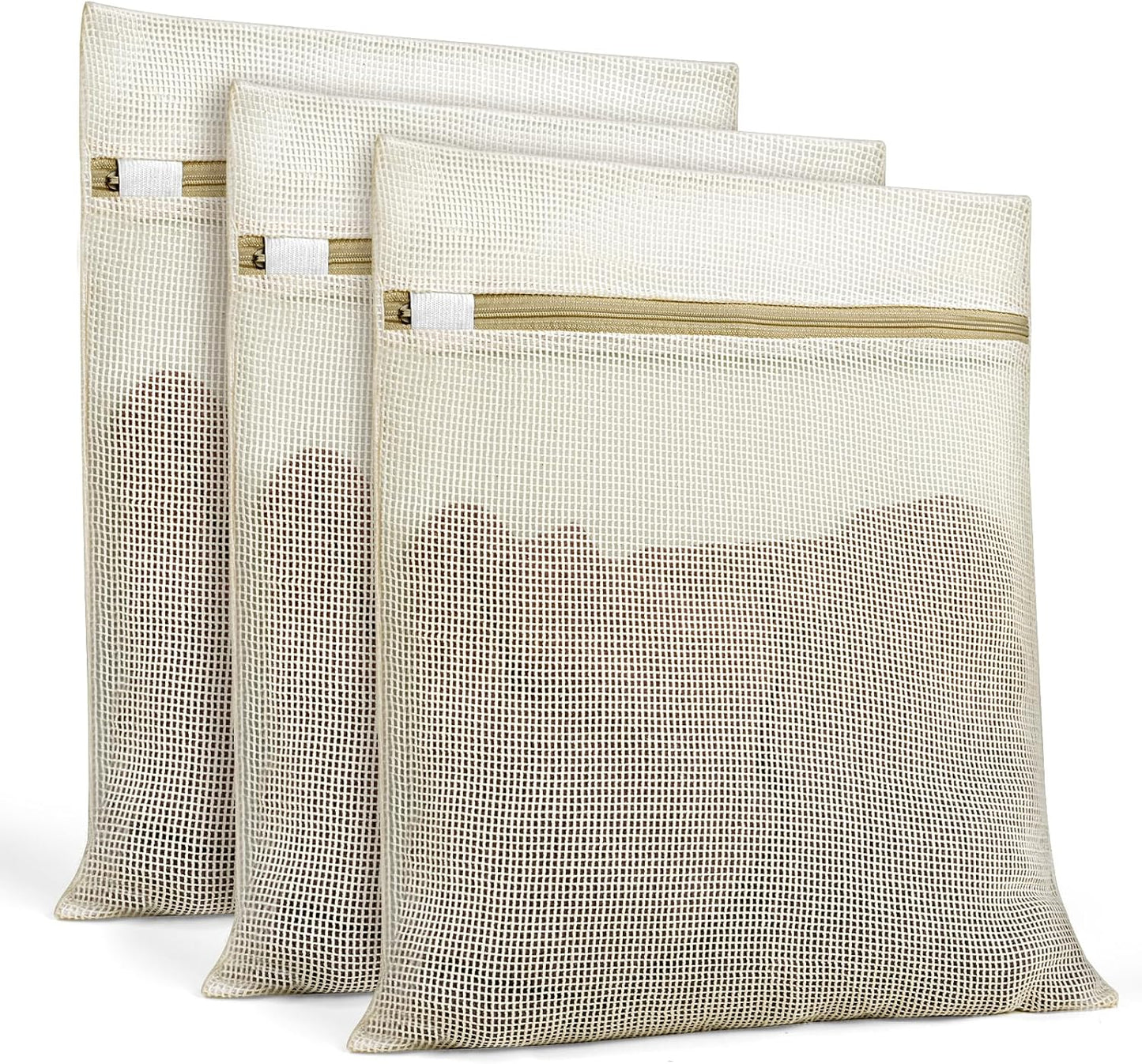 Bolsas lavandería malla algodón 12x16" set 3 lavado suave
