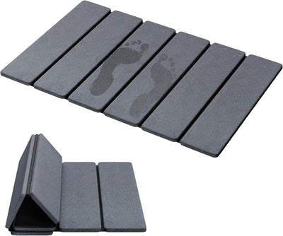 Tapete baño piedra plegable secado rápido 24x16pulg gris oscuro