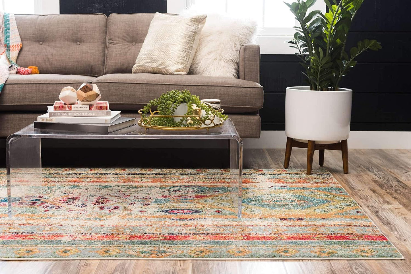 Tapete bohemio tribal azul brillante Polipropileno