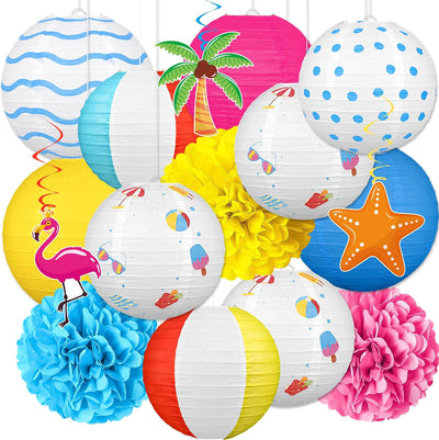 16 Linternas Papel Decoración Fiesta Verano