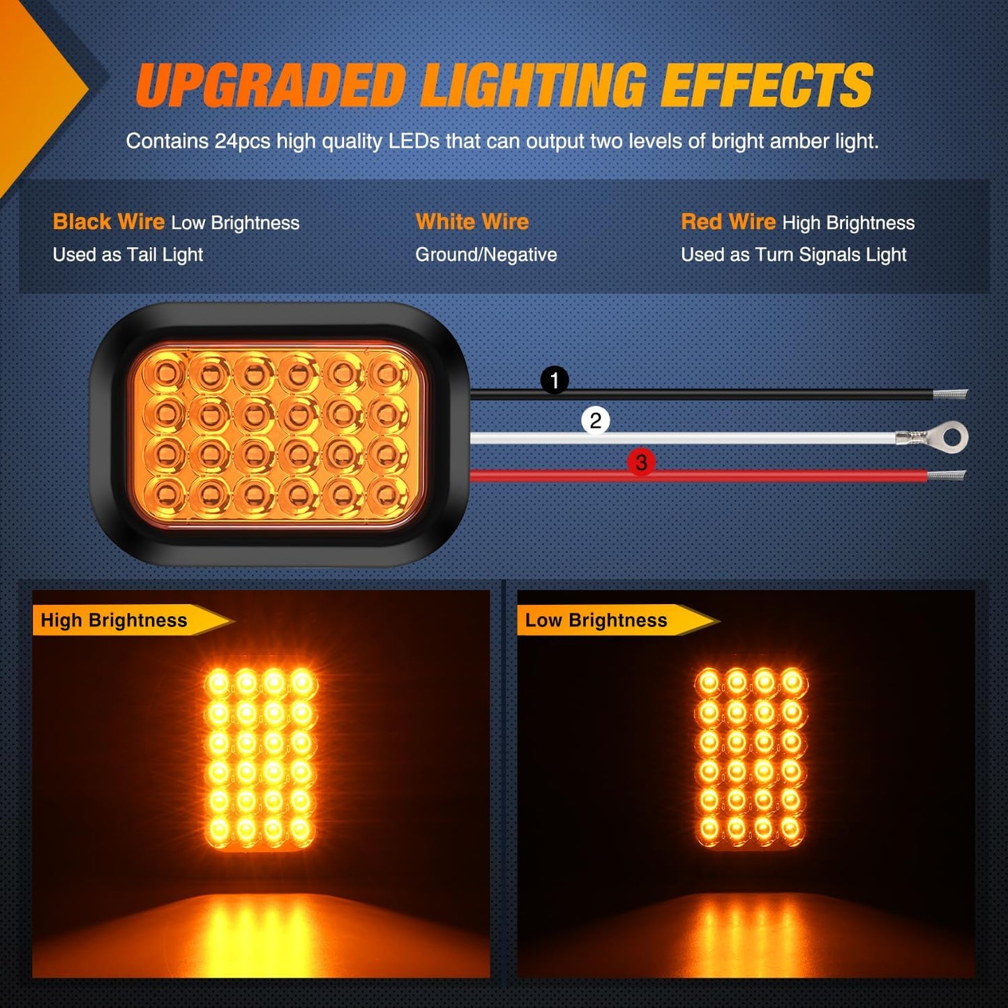 Luz trasera remolque 5x3 2 Pzas LED ámbar 12V