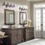 Lámpara baño 4 luces bronce cepillado vidrio