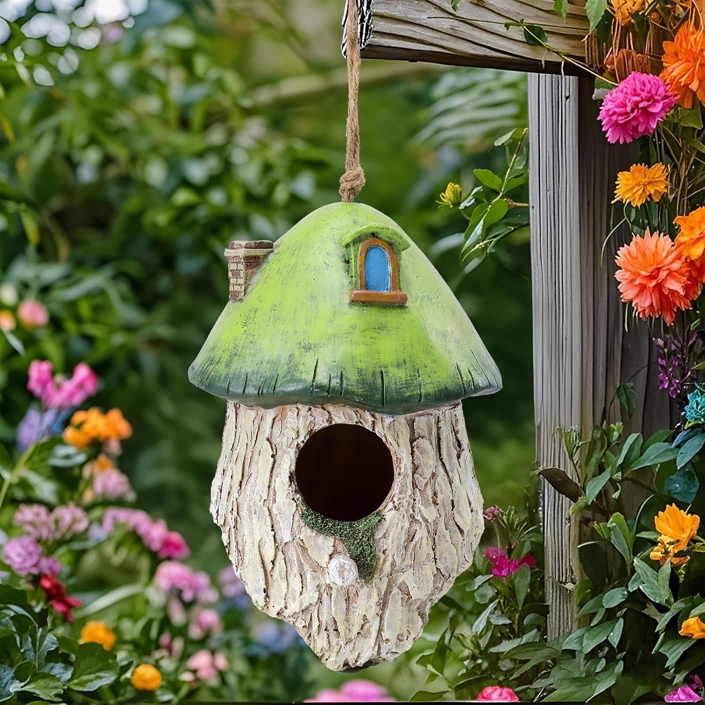 Casa pájaros resina exterior resistente agua jardín