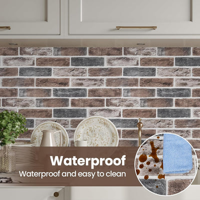 20 Paneles Pared 3D Ladrillo Sintético 26.7x13.4pulg Gris