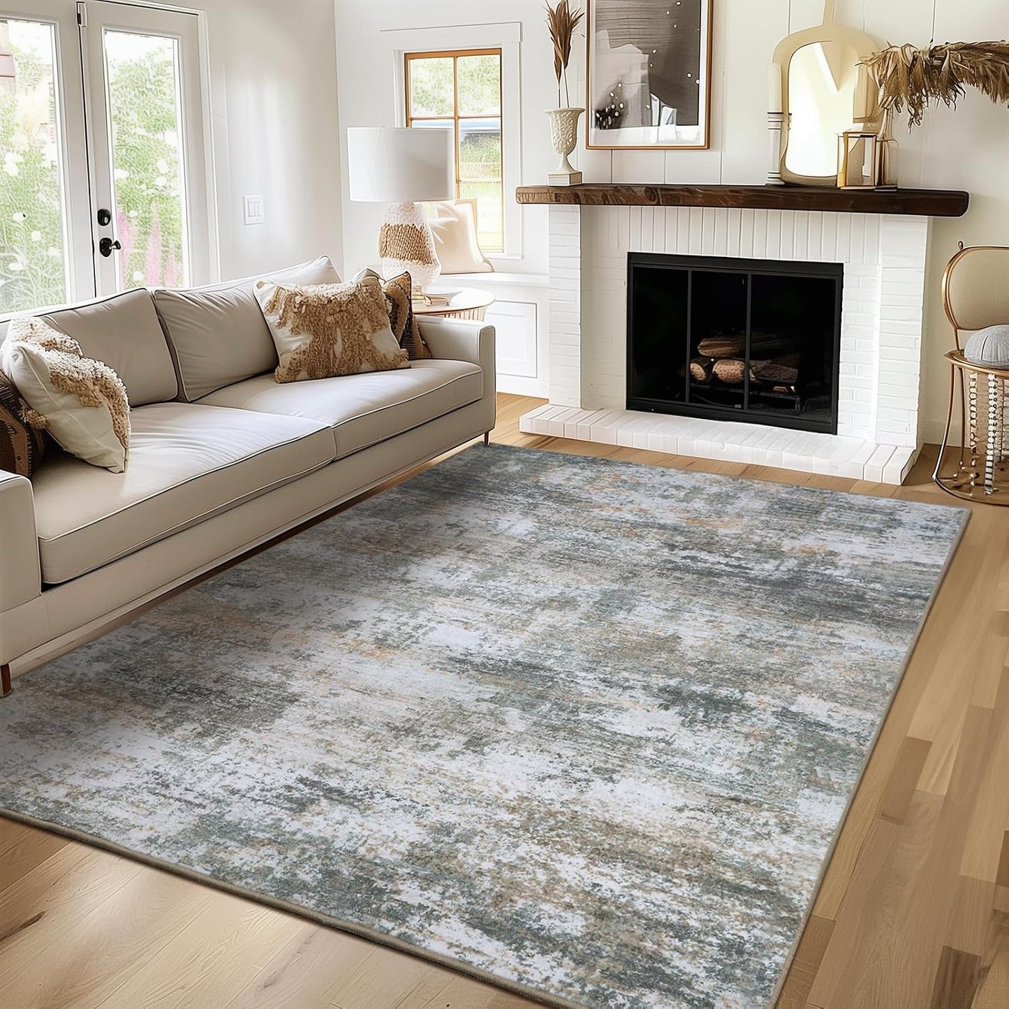 Alfombra boho 3x5" antiderrap sala dormitorio