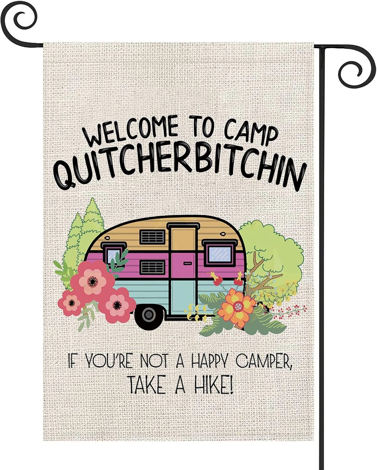 Bandera bienvenida Quitcherbitchin RV patio hogar césped