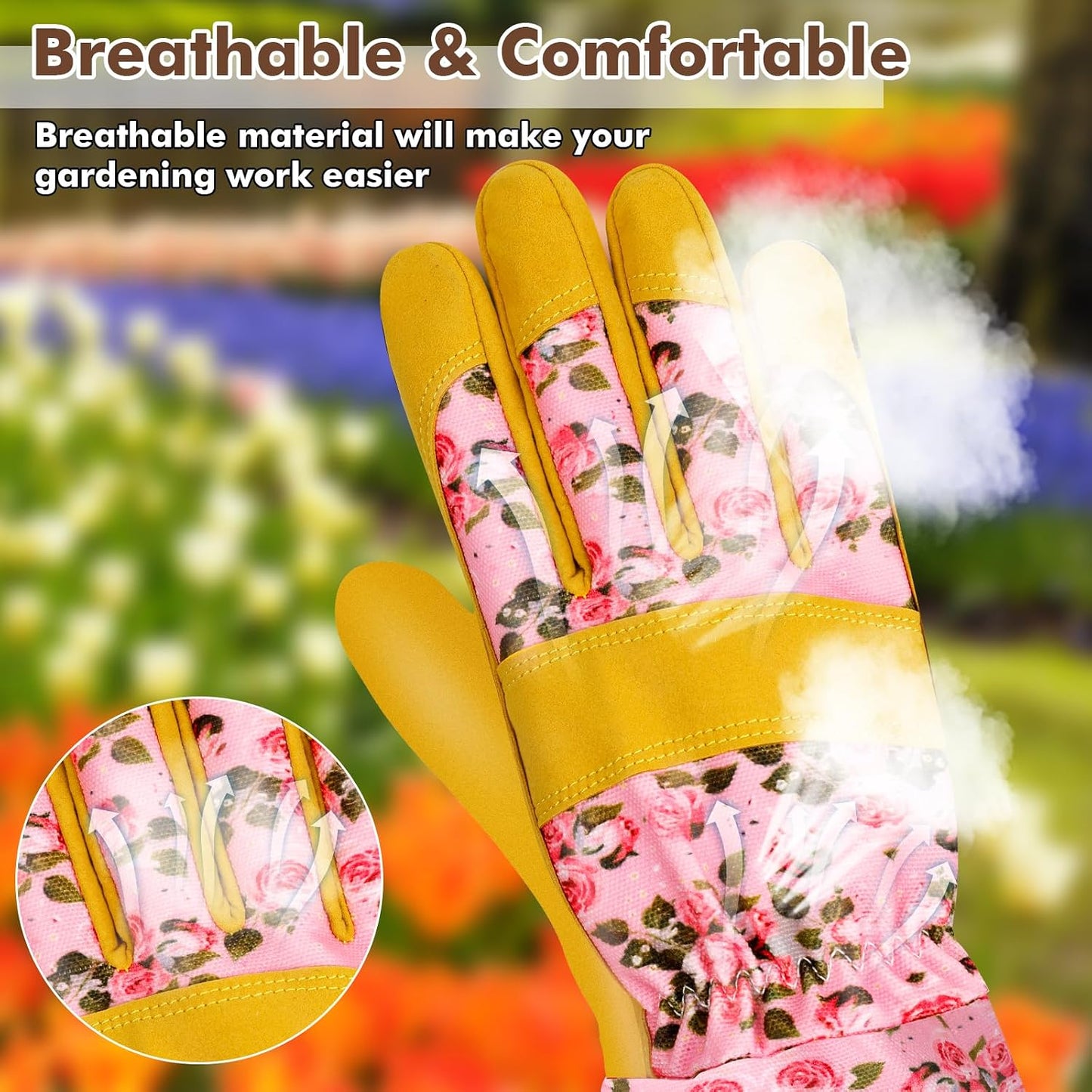 Guantes jardinería mujer cuero a prueba espinas transpirables