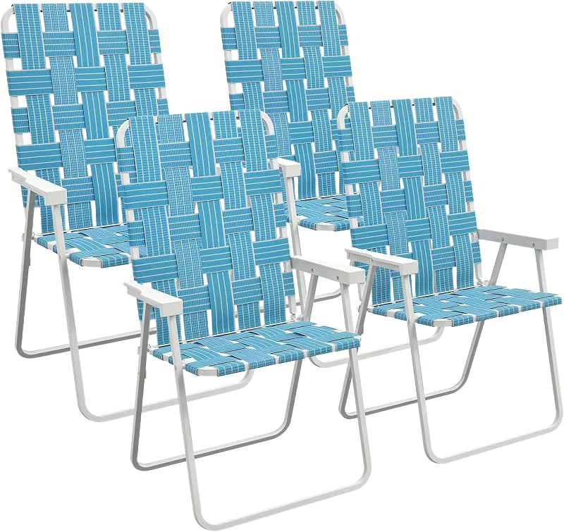Set 4 sillas plegables para patio con reposabrazos color