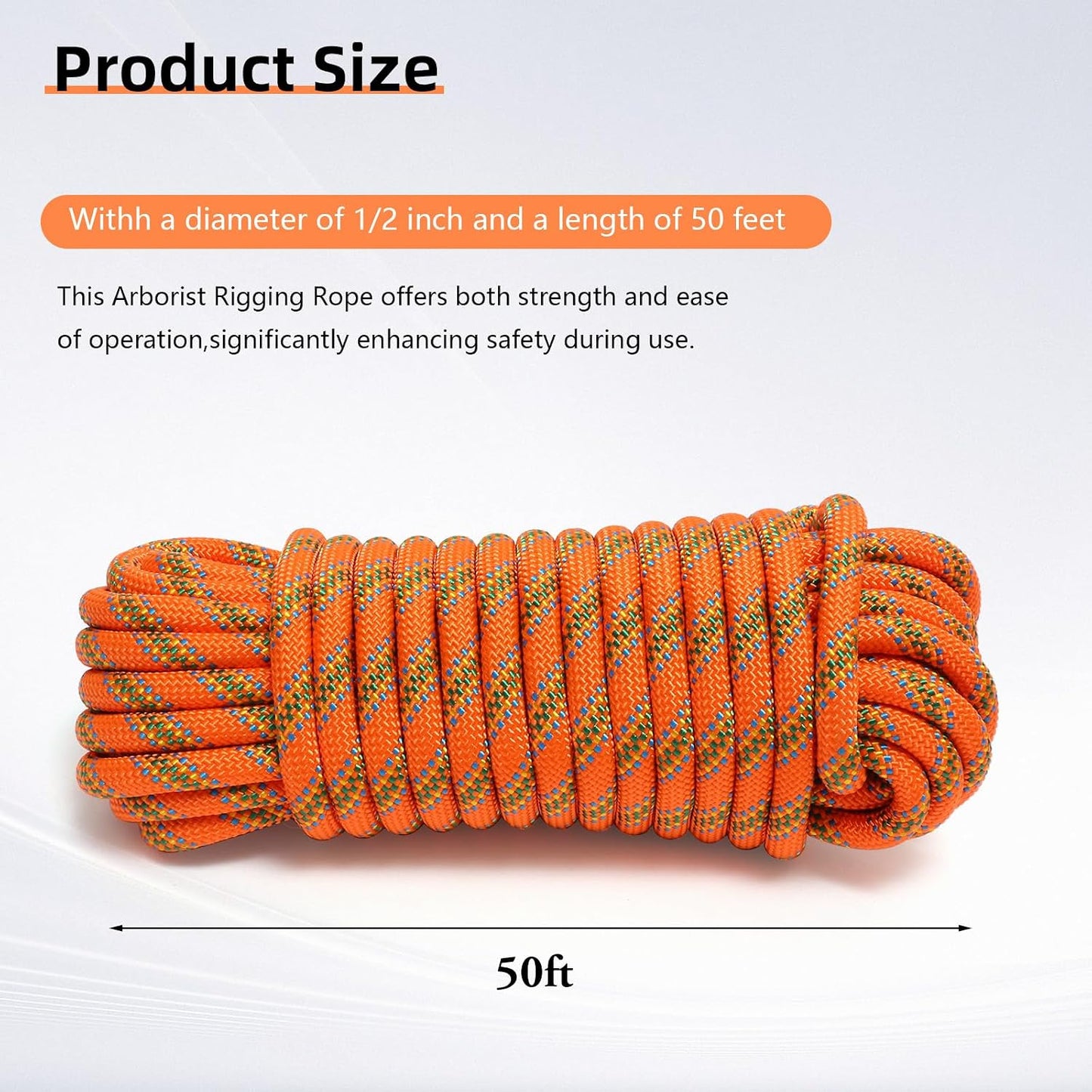 Cuerda arbolista poliéster 1/2" x50ft naranja