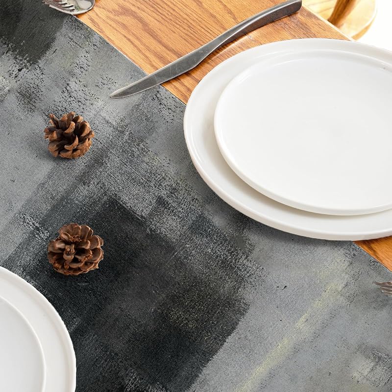 Camino mesa acuarela negro gris 36pulg decoración hogar