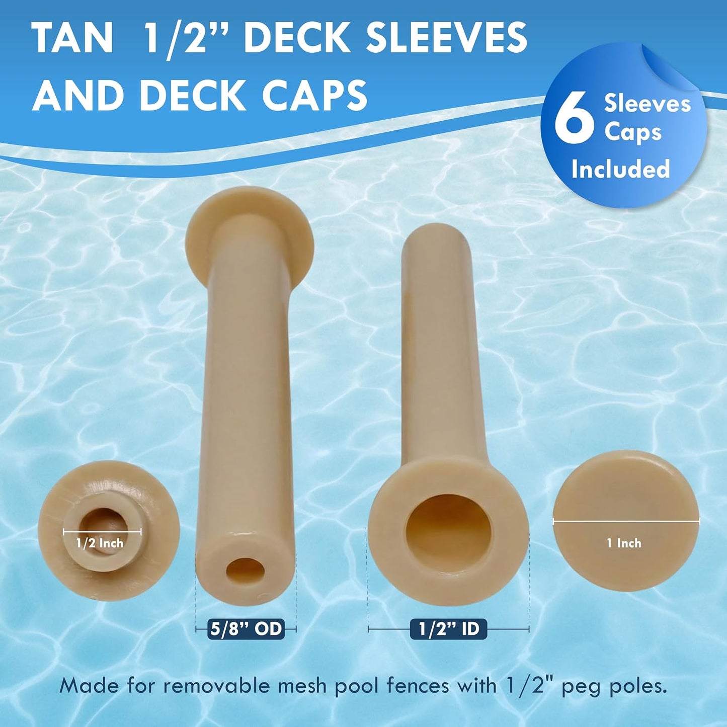 Fundas valla piscina y tapas agujero bronceado set 6