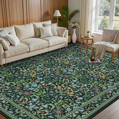 Alfombras 5x7ft sala dormitorio color verde oscuro bohemia