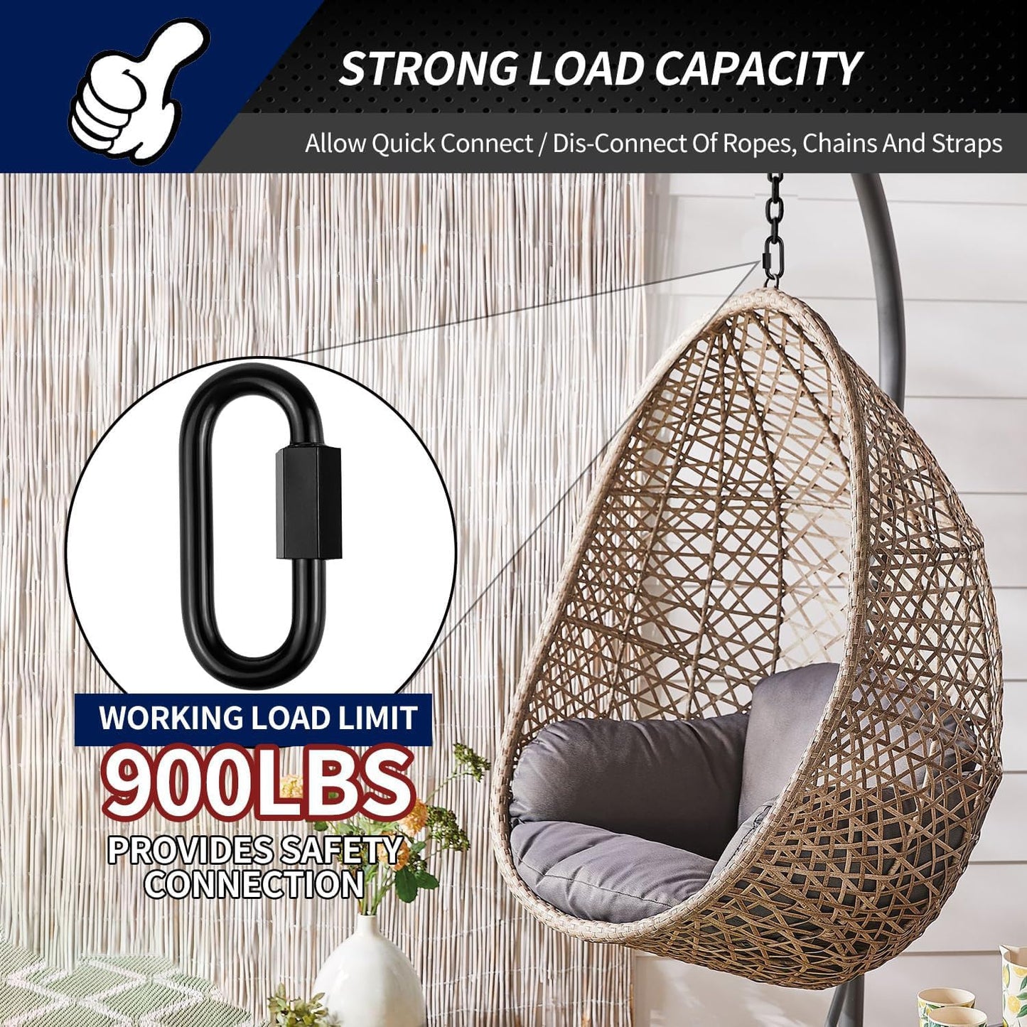 Enlaces cadena 2.3pulg grado marino 5 eslabones 1/4pulg 900lb