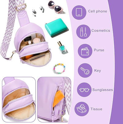 Bolsa bandolera para niña con letra inicial púrpura